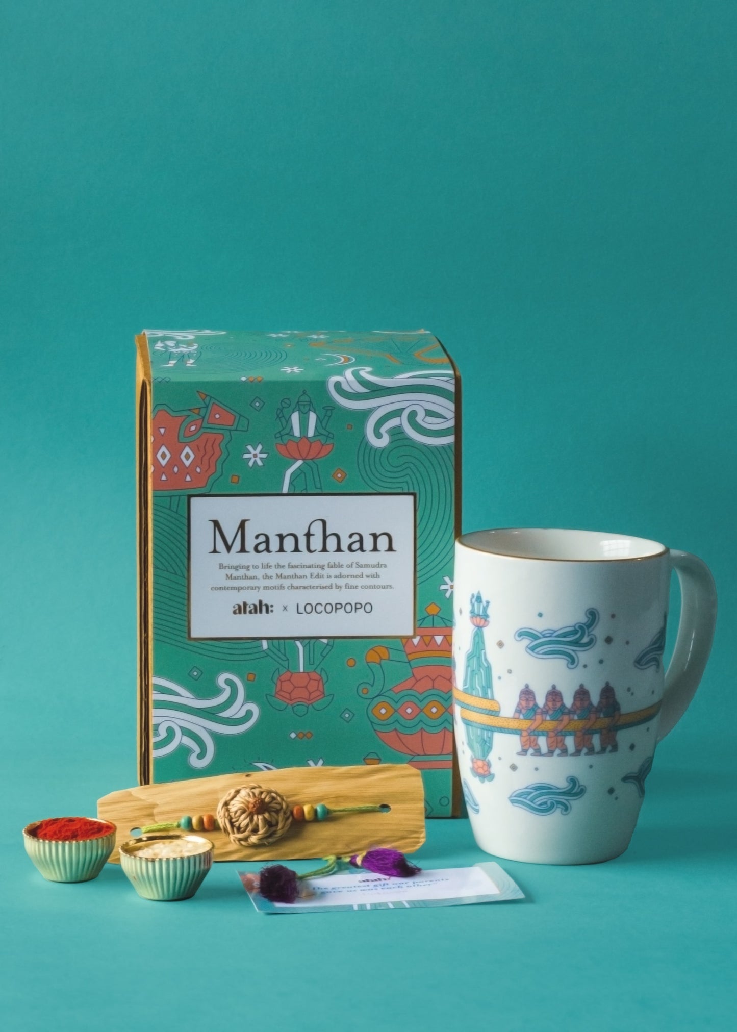 Siblings Joy: Rakhi Gift Hamper with Elegant Porcelain Mug for Bhai/ Brother