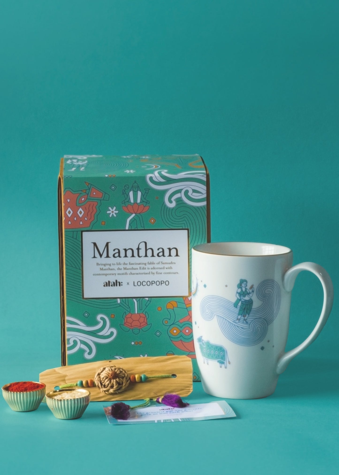 Siblings Joy: Rakhi Gift Hamper with Elegant Porcelain Mug for Bhai/ Brother