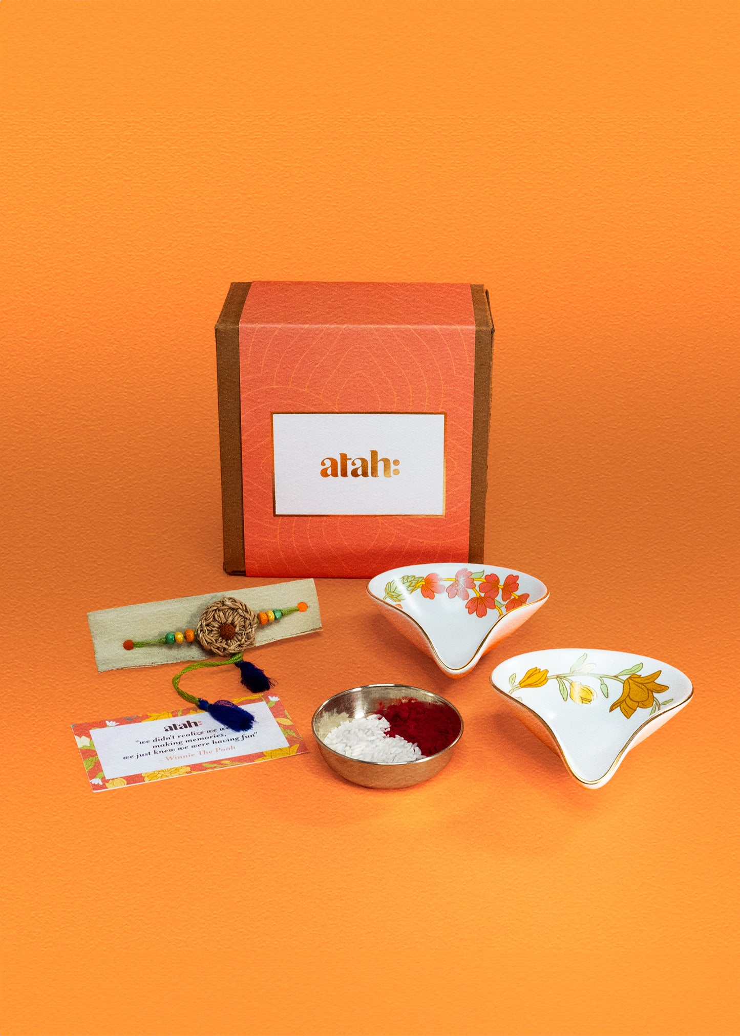 Soulful Surprise: Rakhi Gift Hamper with Exquisite Porcelain Diyas