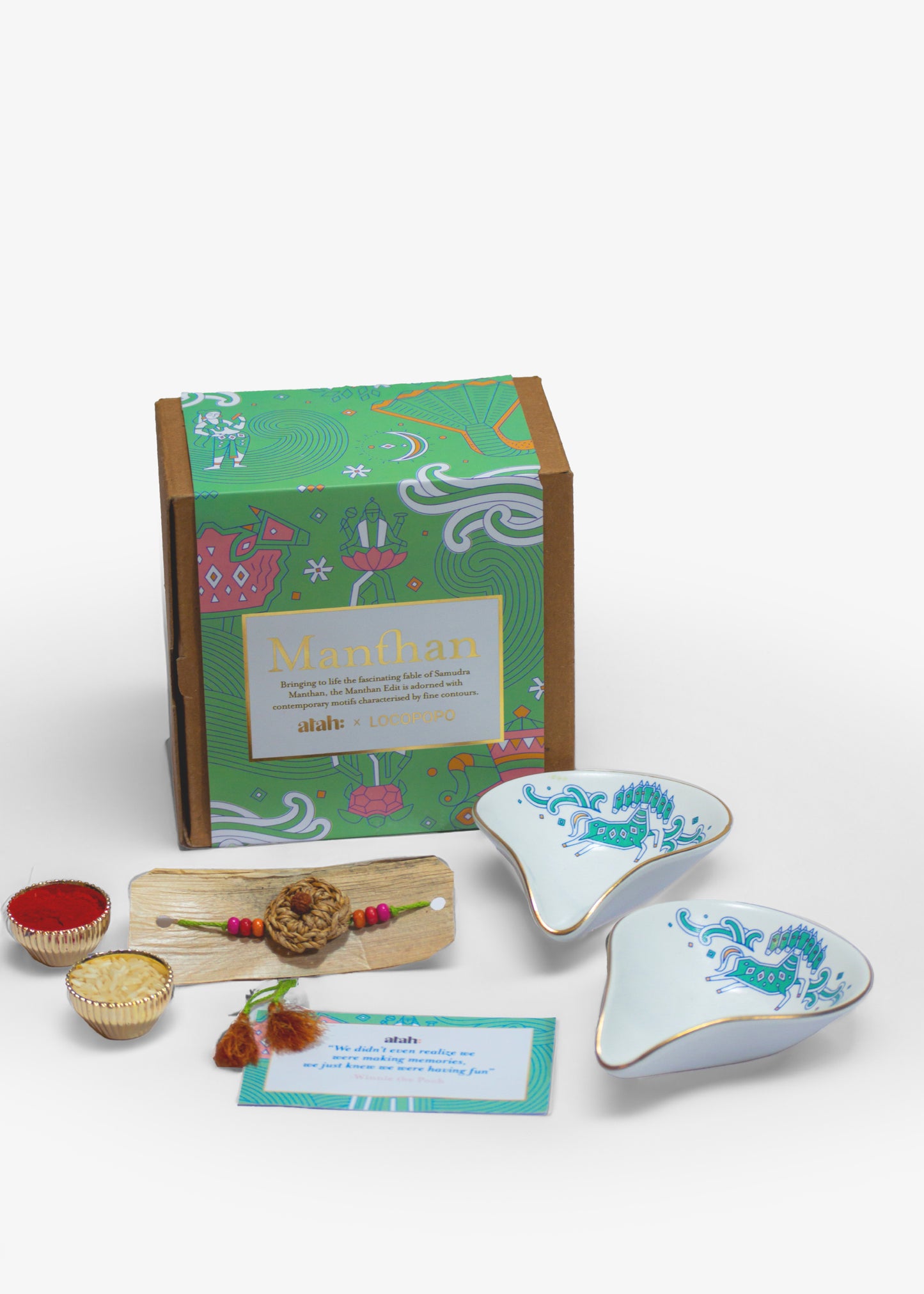 Blissful Ties: Rakhi Gift Hamper with Exquisite Porcelain Diyas for Bhabhi